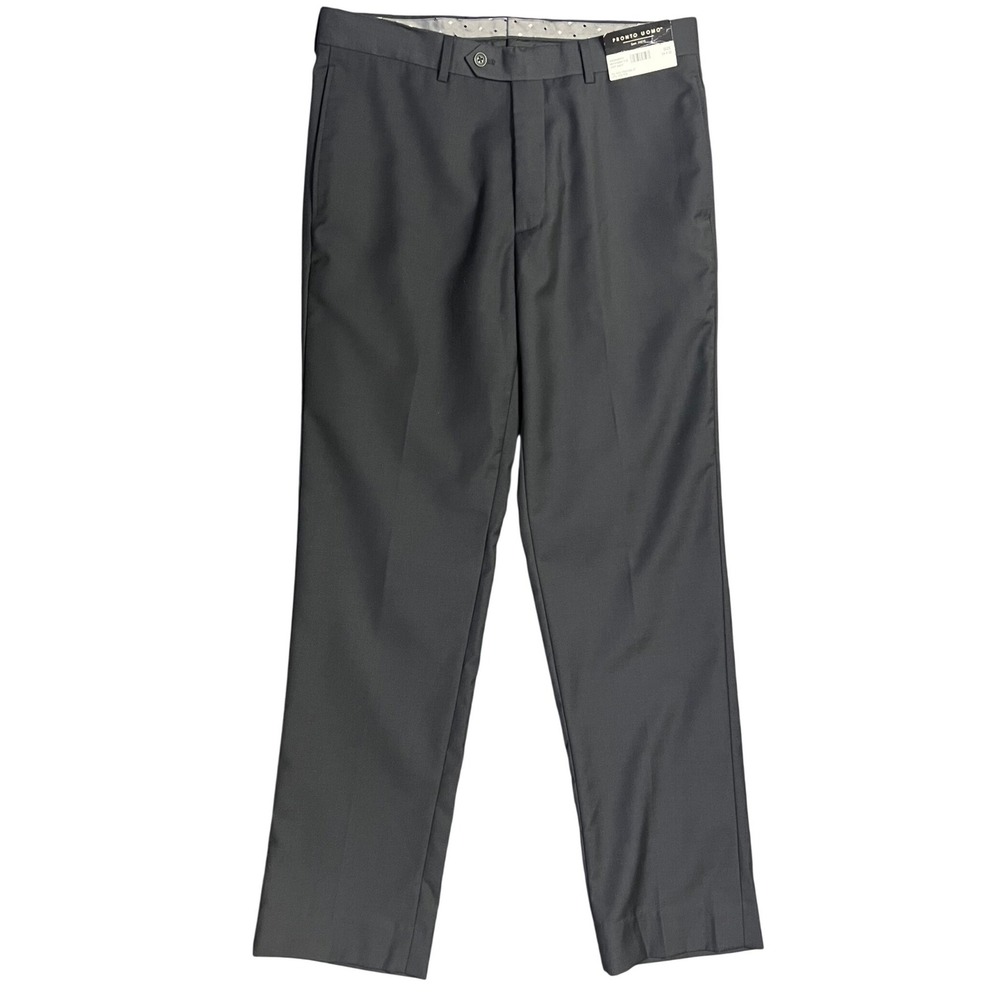 Pronto Uomo 34x32 Charcoal Gray Dress Pants Modern Fit Business Straight Leg New